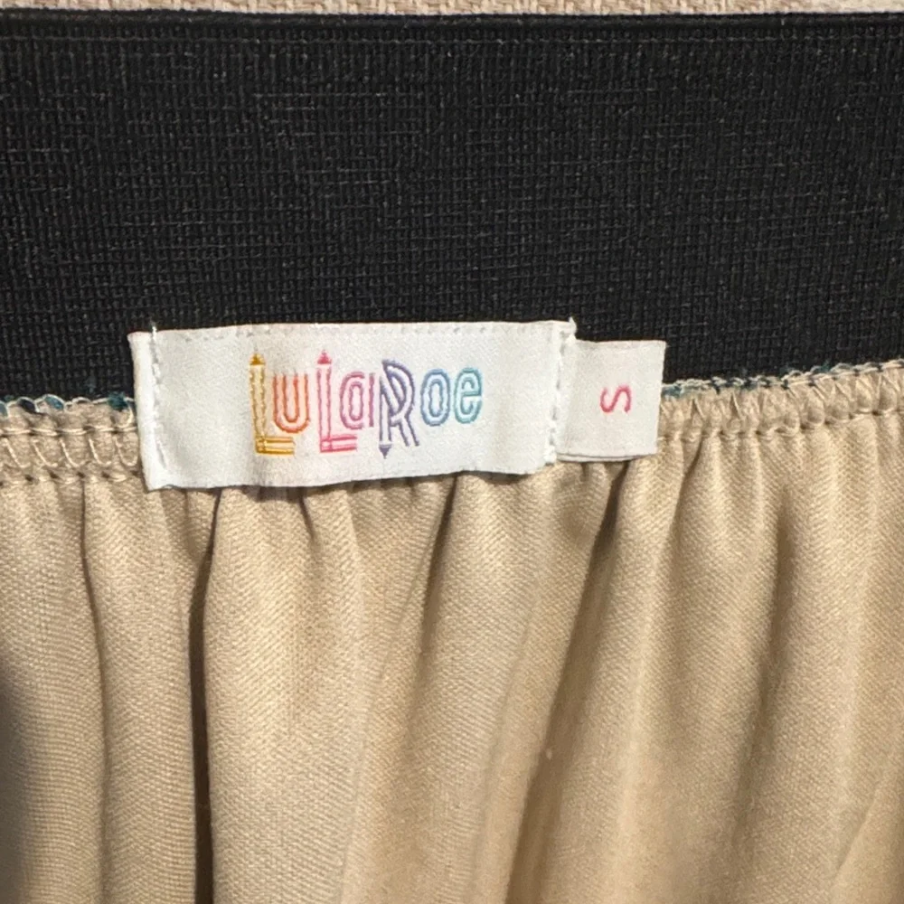 LuLaRoe Teal and Black Polka Dot Midi Skirt